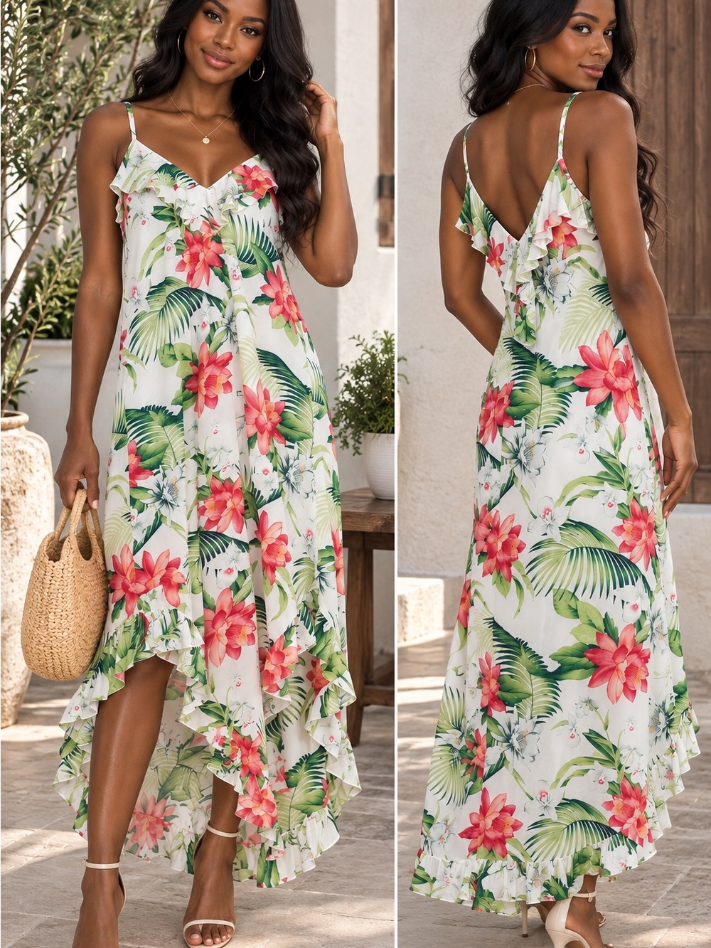 🌺 Tropical Floral Maxi Dress